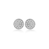 Round Pavé Silver Earrings, White Rhodium, Premium Cubic Zirconia  + Give Love Gift